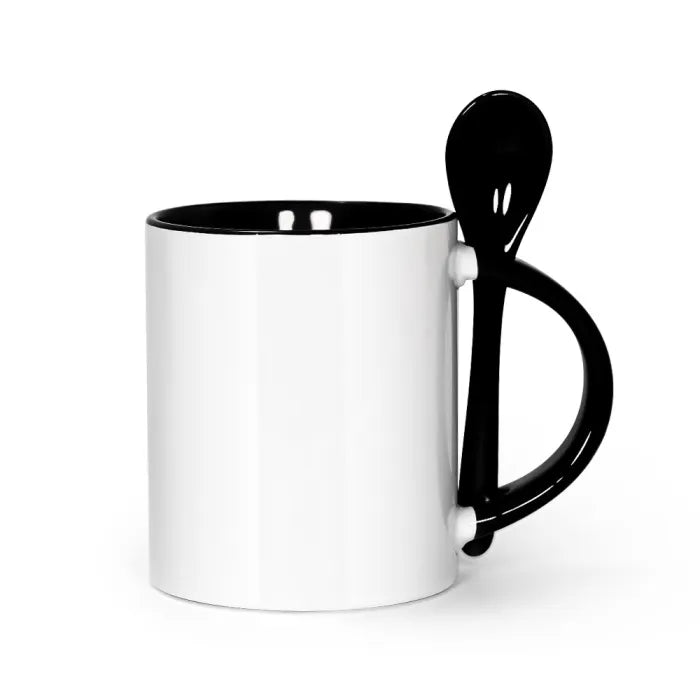 Coffee mugs with ceramic spoons