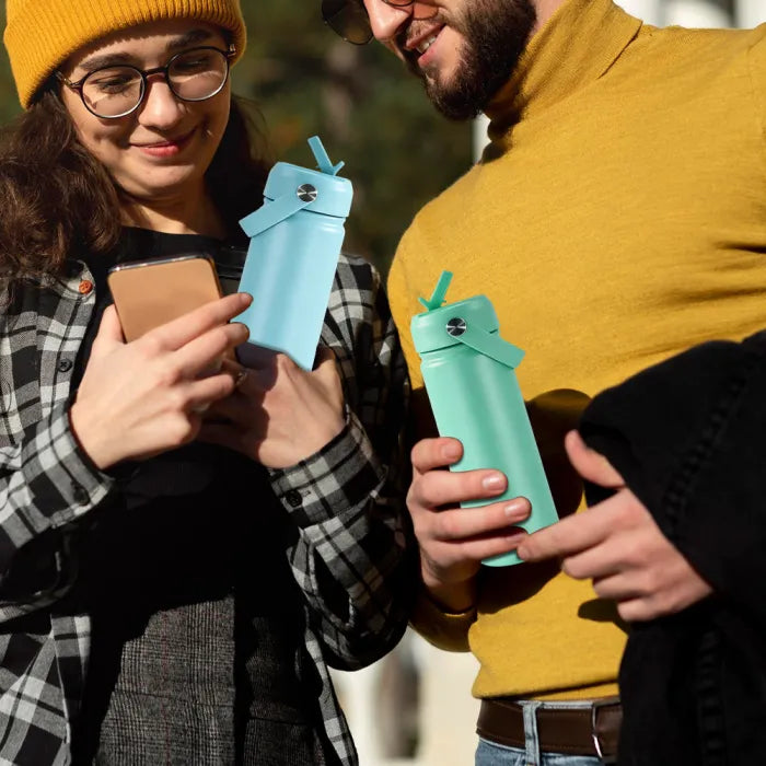 18oz Powder Coated Sports Water Bottle, Mixed colors (laser Engraved)