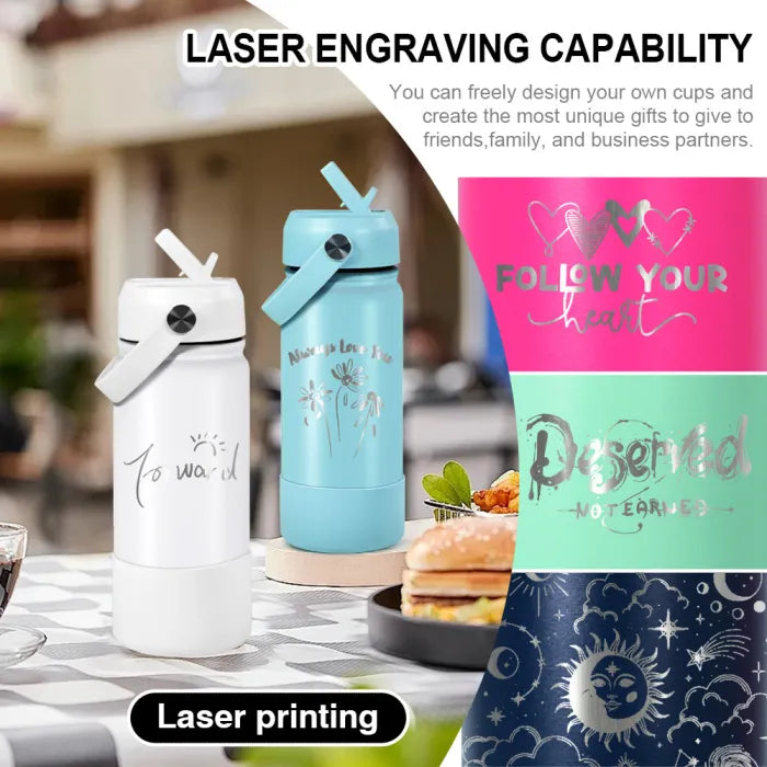 Custom Laser Engraved 18oz Water Bottles – Silicone Non-Slip Bottom | Case of 25