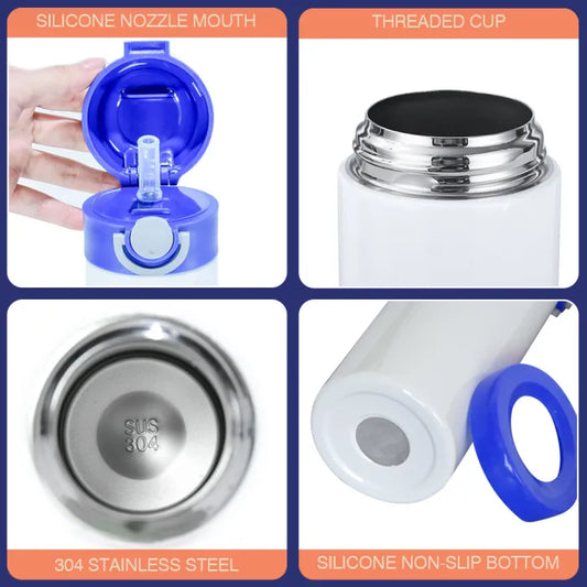 Kids push button flip top water bottles